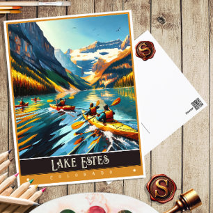 Lake Estes, Colorado Vintage-Gemälde Postkarte