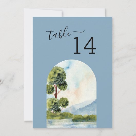 Lake Evergreen Hochzeit in Urlaubsort Tischnummer (Rückseite)