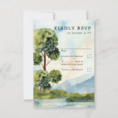 Lake Evergreen Wassercolor Dusty Blue Vertical UAW RSVP Karte (Vorderseite)