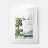 Lake Evergreen Wassercolor Dusty Blue Wedding Geschenktütchen (Vorderseite)