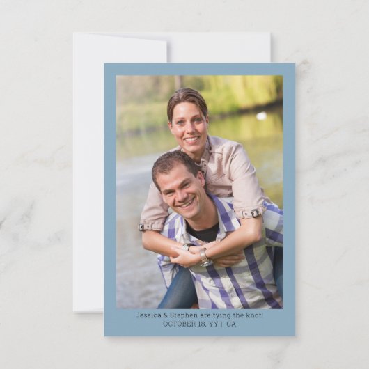 Lake Evergreen Wasserfarbe und vertikales Foto Save The Date (Rückseite)