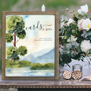 Lake Evergreen Watercolor Hochzeitskarten und Gesc Poster