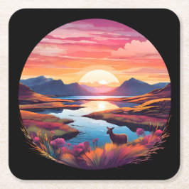 Lake Ewe Sunset in Schottland Rechteckiger Pappuntersetzer