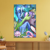 Lake Faces Canvas Print Cubism Style - Malerei Leinwanddruck (Insitu (Wohnzimmer))