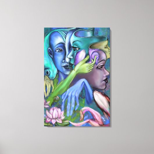 Lake Faces Canvas Print Cubism Style - Malerei Leinwanddruck (Vorderseite)