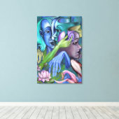 Lake Faces Canvas Print Cubism Style - Malerei Leinwanddruck (Insitu (Holzboden))