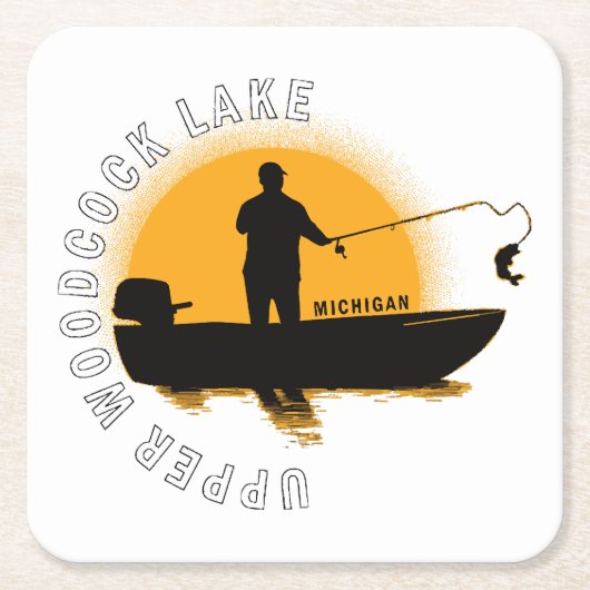 Lake Fishing Michigan Rechteckiger Pappuntersetzer (Vorderseite)