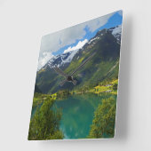 Lake Floen landschaftlich, Norwegen Quadratische Wanduhr (Winkel)