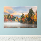Lake Fog Fall Foliage Sunrise Mountain New England Leinwanddruck (Insitu (Holzboden))