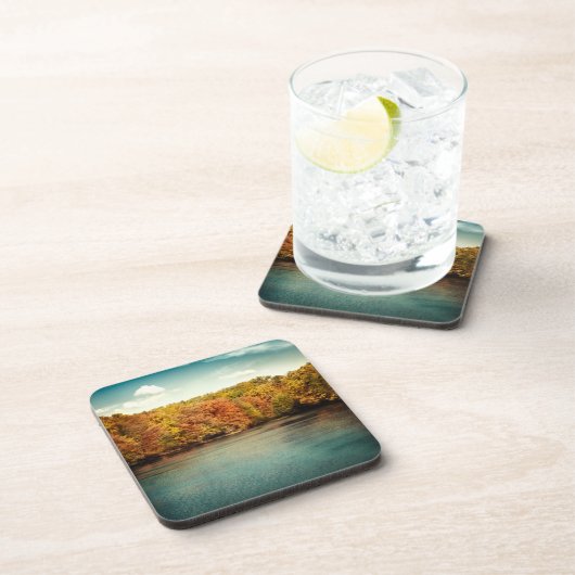 Lake Forest Trees Water Monogram Drink Untersetzer (Rechte Seite)
