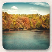 Lake Forest Trees Water Monogram Drink Untersetzer (Vorderseite)