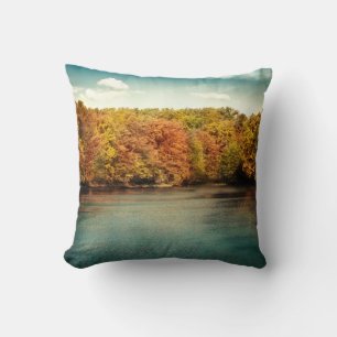 Lake Forest Trees Water Throw Couch Kissen