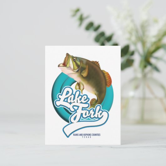 Lake Fork Texas Fishing-Logo. Postkarte (Stehend Vorderseite)