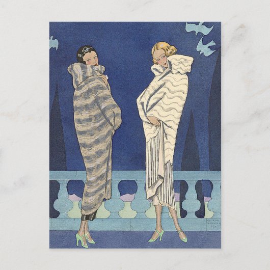 Lake Fur Coats von George Barbier Postkarte (Vorderseite)