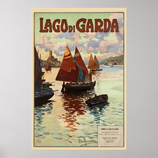Lake Garda Italy Vintage Travel Poster (Vorne)