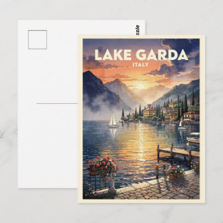 Lake Garda Italy Vintage Travel Postkarte