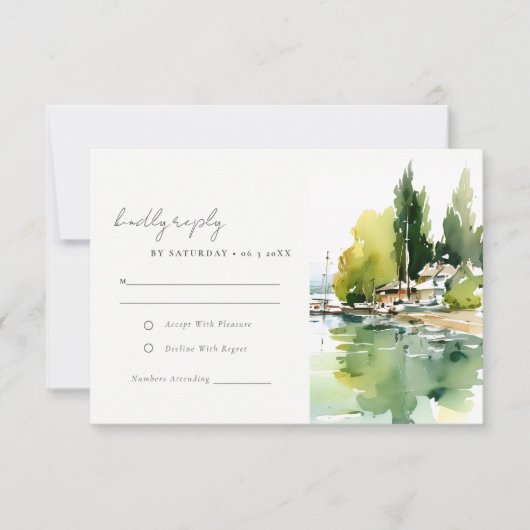 Lake Geneva Switzerland Landscape Scape Wedding RSVP Karte (Vorderseite)