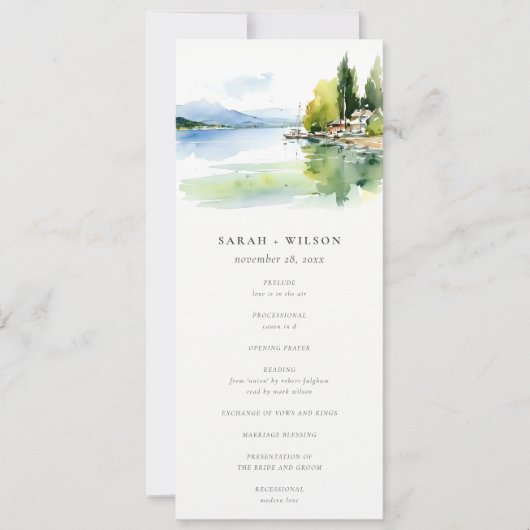 Lake Geneva Switzerland Landscape Wedding Program Einladung (Vorderseite)