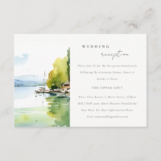 Lake Geneva Switzerland Scape Wedding Reception Begleitkarte (Vorderseite)