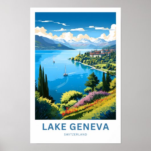 Lake Geneva Switzerland Travel Print Poster (Vorne)