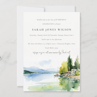 Lake Geneva Switzerland Watercolor Birthday Einladung