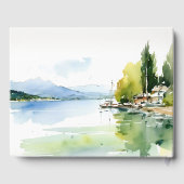 Lake Geneva Switzerland Watercolor Scape Wedding Gästebuch (Rückseite)