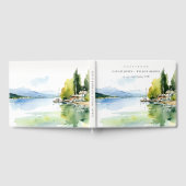 Lake Geneva Switzerland Watercolor Scape Wedding Gästebuch (Voll)