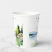 Lake Geneva Switzerland Watercolor Scape Wedding Pappbecher (Rechts)