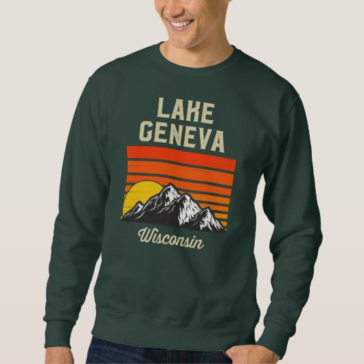 Lake Geneva Wisconsin Retro City State USA  Sweatshirt (Vorderseite)