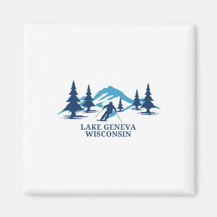 Lake Geneva Wisconsin Skigebiet Skifahren Skifahre Magnet