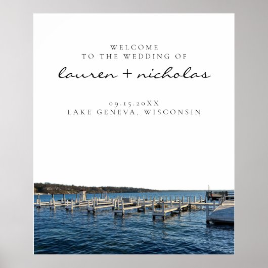 Lake Geneva Wisconsin Wedding Welcome Sign Poster (Vorne)