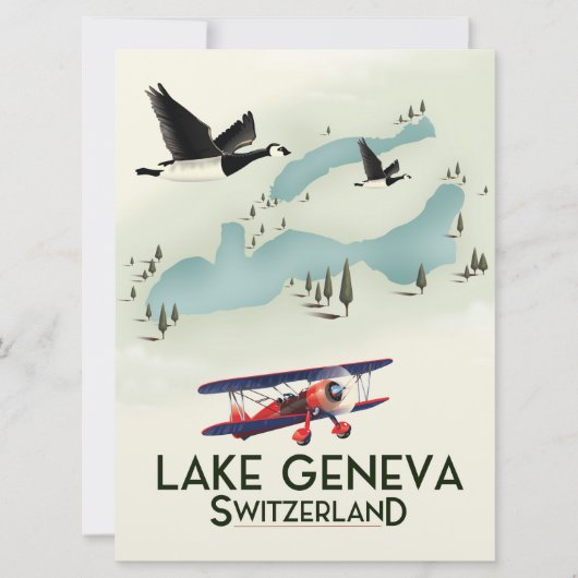 Lake Genva Switzerland Travel Poster Einladung (Vorderseite)