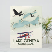 Lake Genva Switzerland Travel Poster Einladung (Stehend Vorderseite)