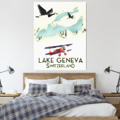 Lake Genva Switzerland Travel Poster Leinwanddruck (Insitu (Schlafzimmer))
