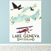 Lake Genva Switzerland Travel Poster Leinwanddruck (Insitu (Holzboden))