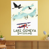 Lake Genva Switzerland Travel Poster Leinwanddruck (Insitu (Wohnzimmer))