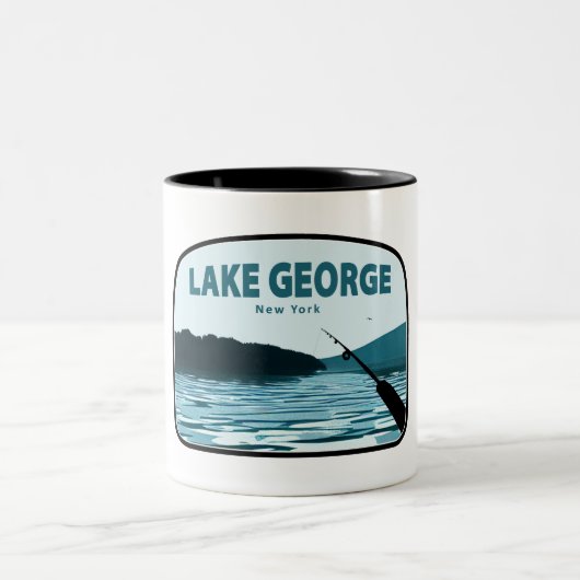 Lake George New York Fishing Rod Zweifarbige Tasse (Mittel)