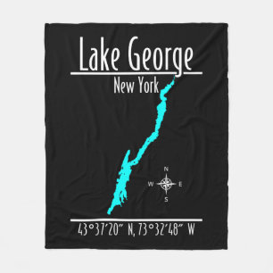 Lake George New York Karte Fleece Decke