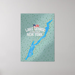 Lake George New York Karte Leinwanddruck