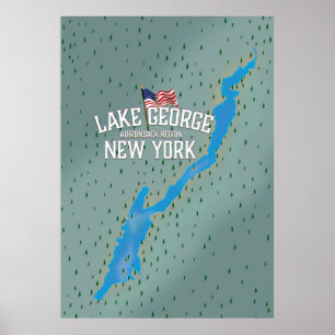 Lake George New York Karte Poster