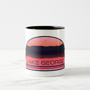 Lake George New York Red Sunrise Zweifarbige Tasse