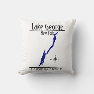 Lake George New York Uferkarte Koordinaten Kissen