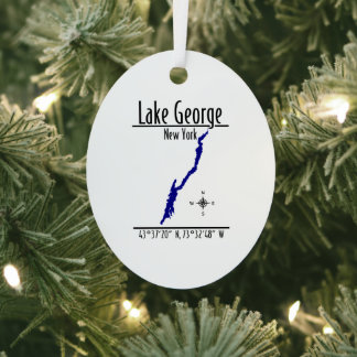 Lake George New York Uferkarte Metall-Oval Ornament Aus Metall