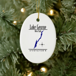 Lake George New York Uferkarte Oval Keramik Ornament