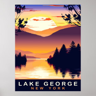 Lake George, NY, Romantischer Sonnenuntergang, Rei Poster