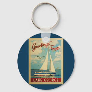 Lake George Sailboat Vintage Travel New York Schlüsselanhänger
