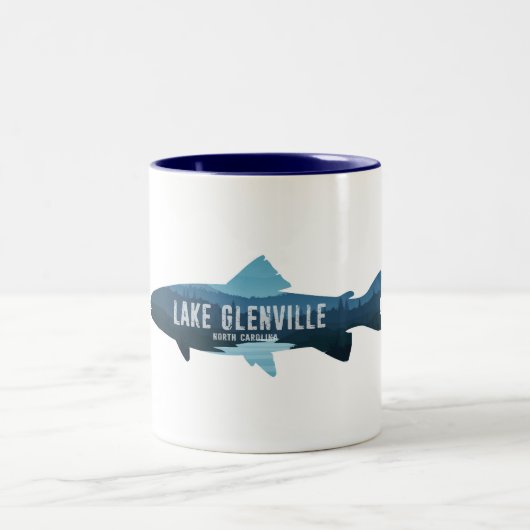 Lake Glenville North Carolina Fish Zweifarbige Tasse (Mittel)