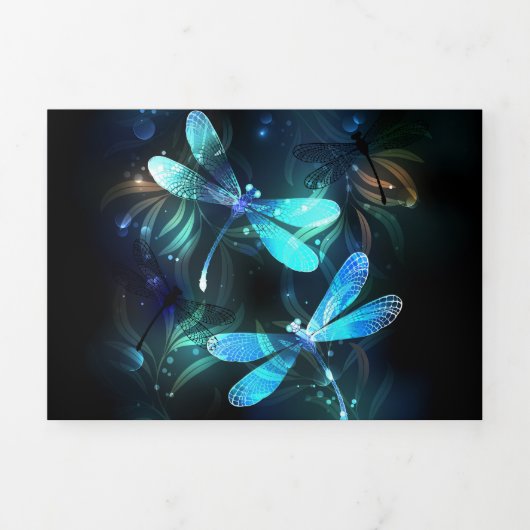 Lake Glows Dragonflies Dreifach-gefaltete Programmkarte (Cover)