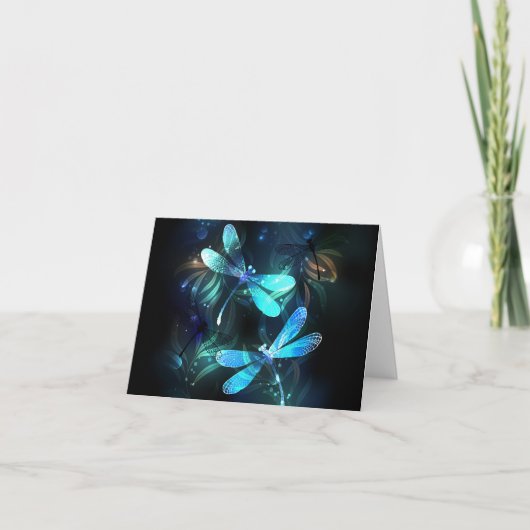 Lake Glows Dragonflies Feiertagskarte (Vorderseite)