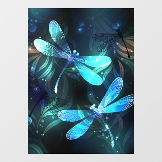 Lake Glows Dragonflies Fensteraufkleber (Blatt)
